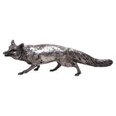 Vintage Sterling Silver Fox Model Figure Statue Edinburgh, Scotland 1964