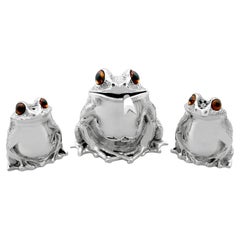 Vintage Sterling Silver Frog Condiment Set