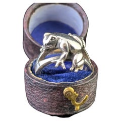 Anello a forma di rana in argento sterling vintage, statement
