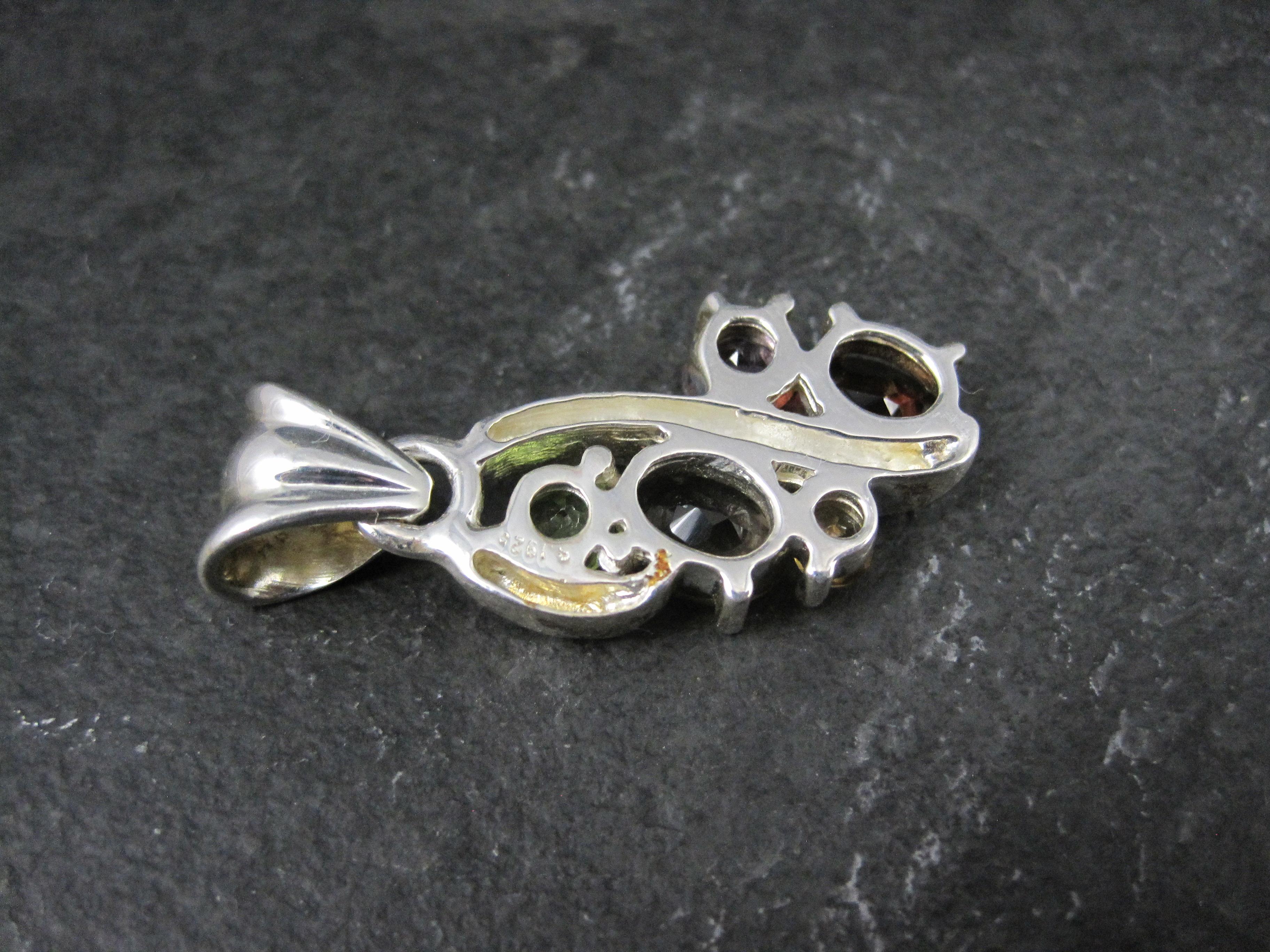 Vintage Sterling Silver Gemstone Pendant Peridot Garnet Citrine Quartz Amethyst For Sale 13