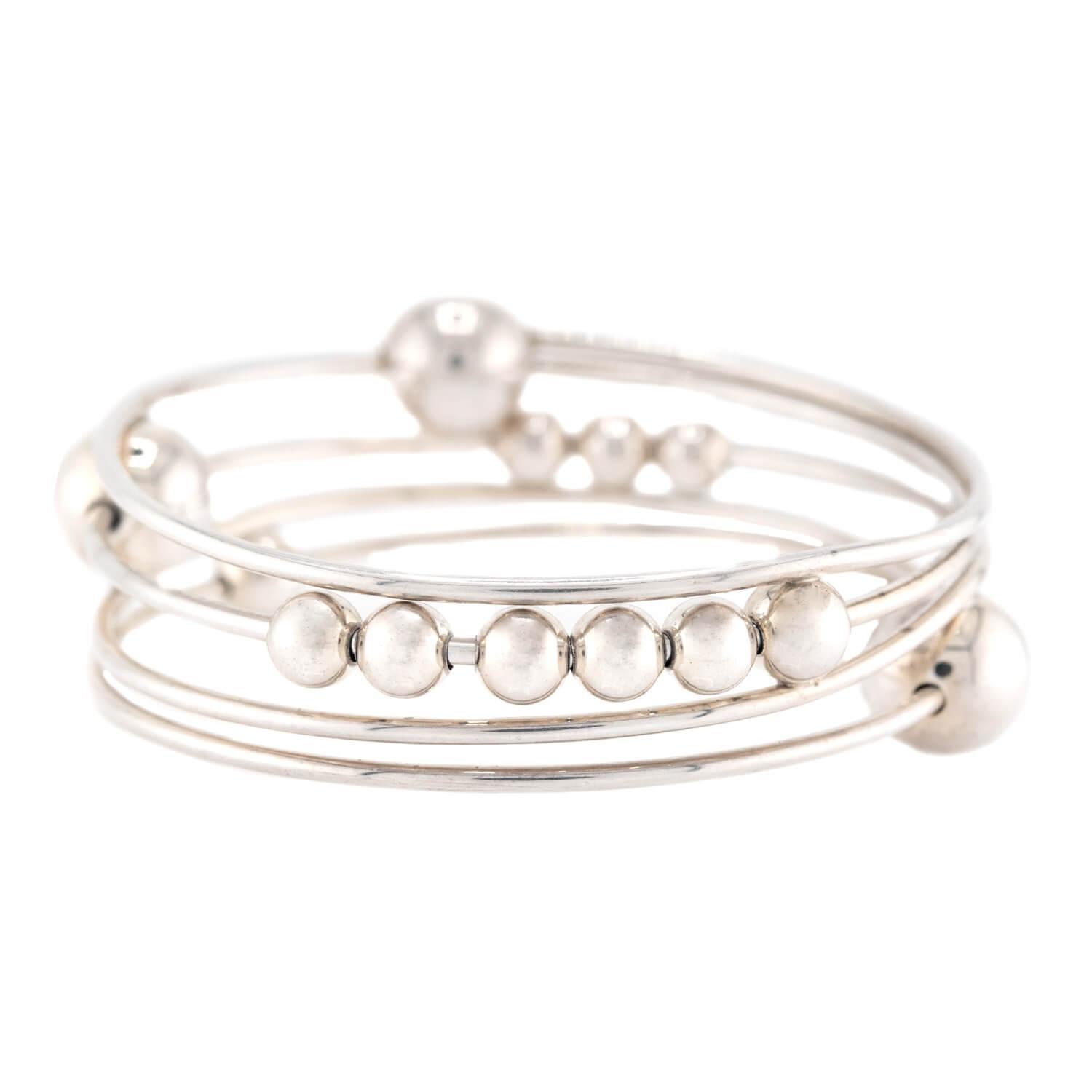 Vintage Sterling Silver Geometric Bangle In Good Condition For Sale In Narberth, PA