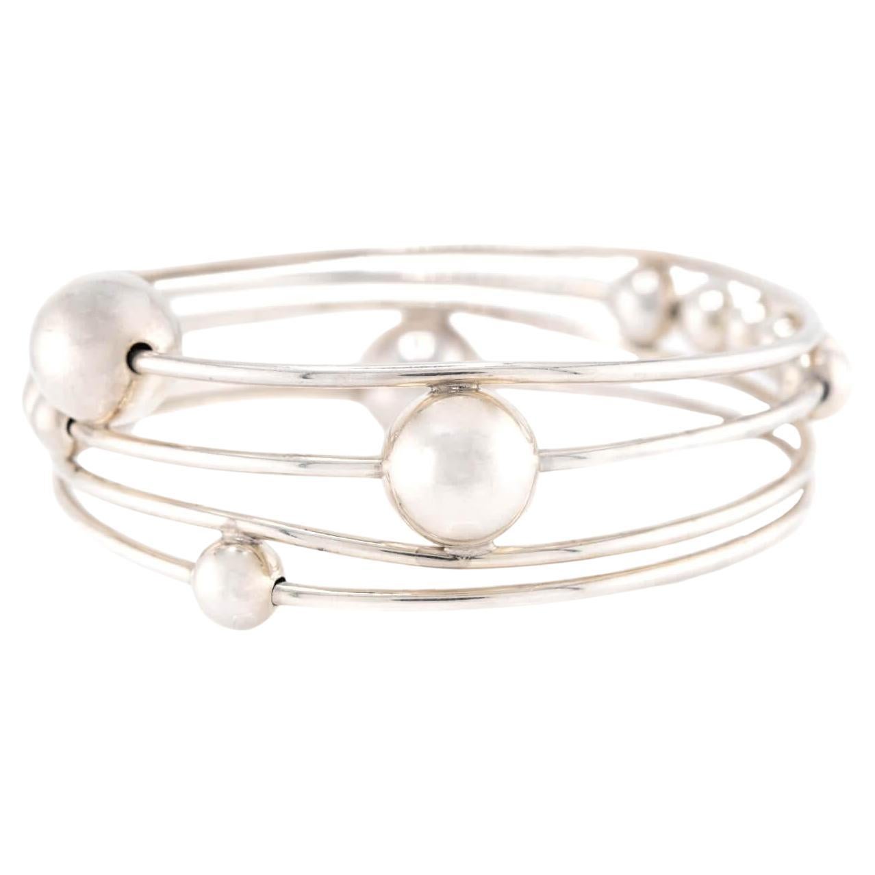 Vintage Sterling Silver Geometric Bangle