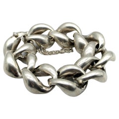 Retro Sterling Silver Giant Curb Link Bracelet 