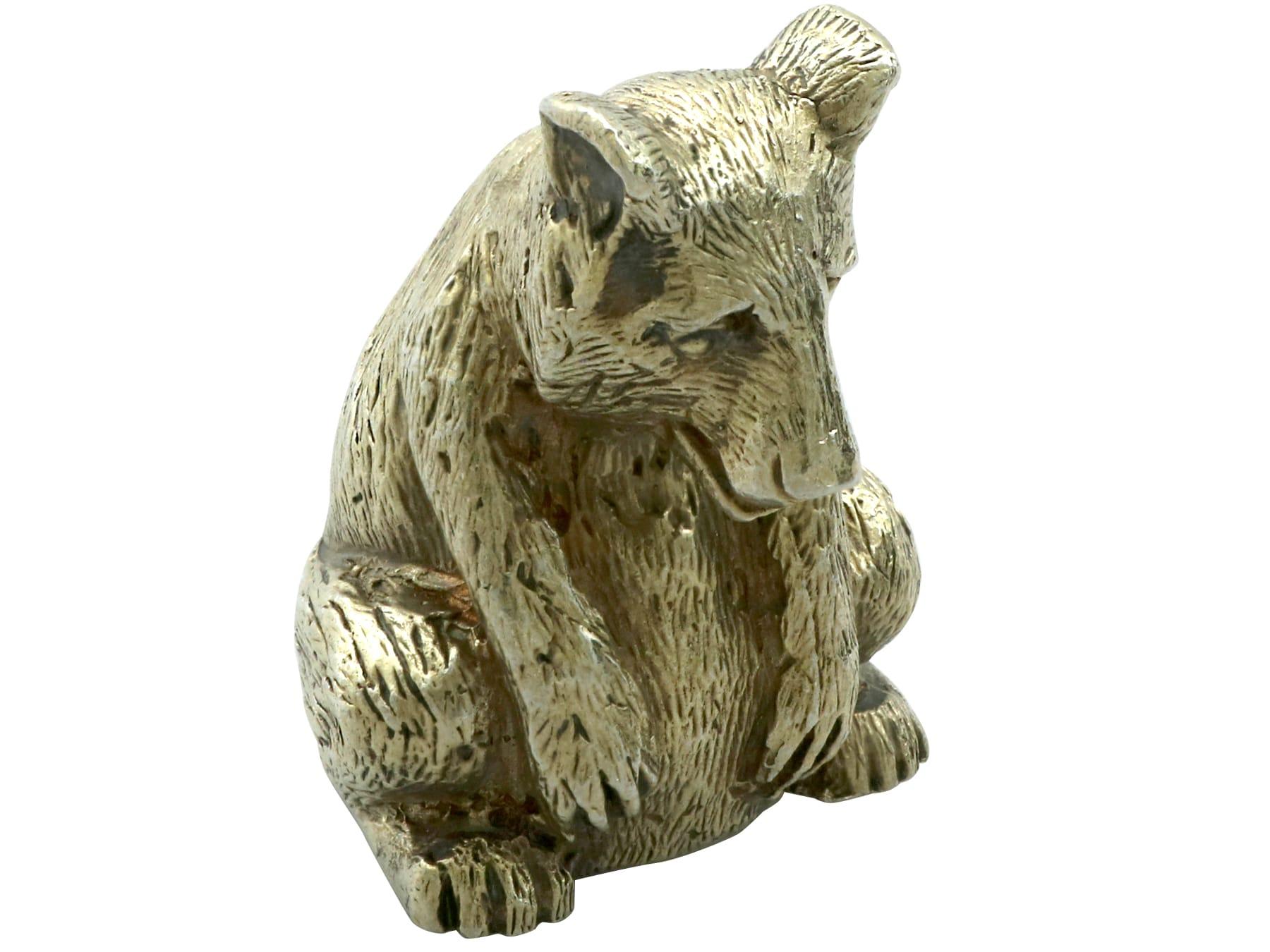 British Vintage Sterling Silver Gilt Bear Ornament by Stuart Devlin For Sale