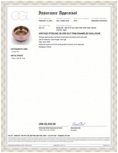 Salzstreuer aus vergoldetem Sterlingsilber mit rosa emailliertem Guilloche-Muster