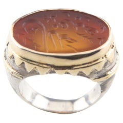 Bague vintage en argent sterling et verre doré plaqué or, taille 10