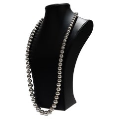 Collana vintage in argento sterling con perline di diverse dimensioni, 32 in. Collana lunga stile Opera