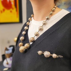 Vintage Sterling Silver Graduated Round Ball Bead Necklace