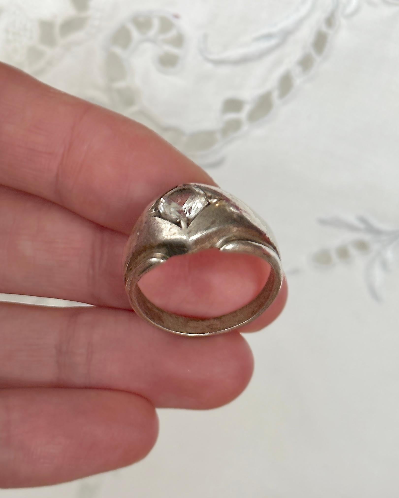 Vintage Sterling Silver Flush Mount Ring, unisex 2