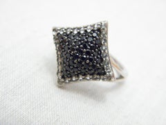 Vintage Sterling Silver Halo Diamond Signet Ring Size M 6.25 925 Purity 1.25 Ct