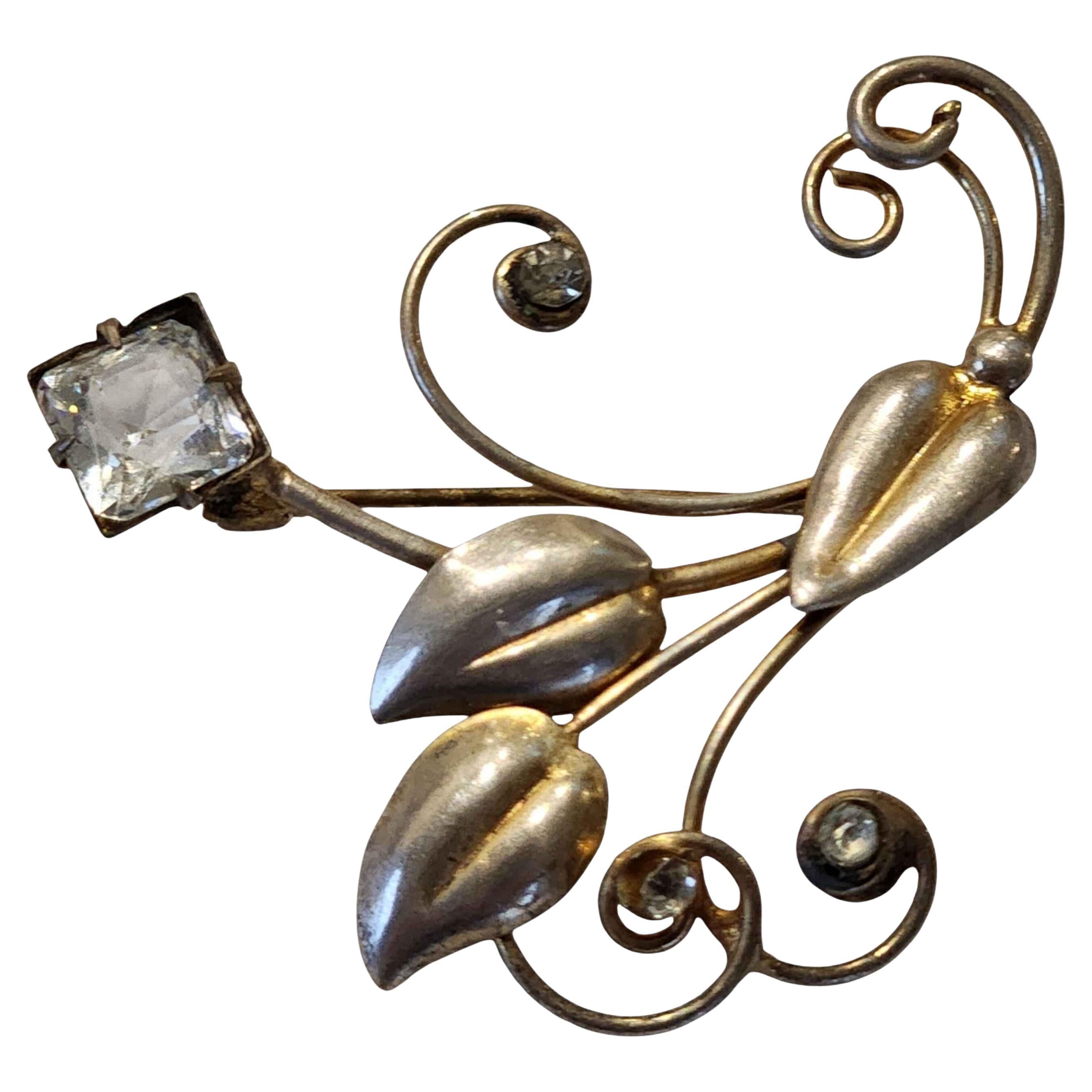 Vintage Sterling Silver Hand-Wrought Floral Brooch, 1940s–1950s