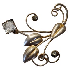 Vintage Sterling Silver Hand-Wrought Floral Brooch, 1940s–1950s