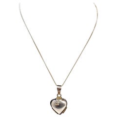 Vintage Sterling Silver Heart 4-Photo Locket Pendant & Chain