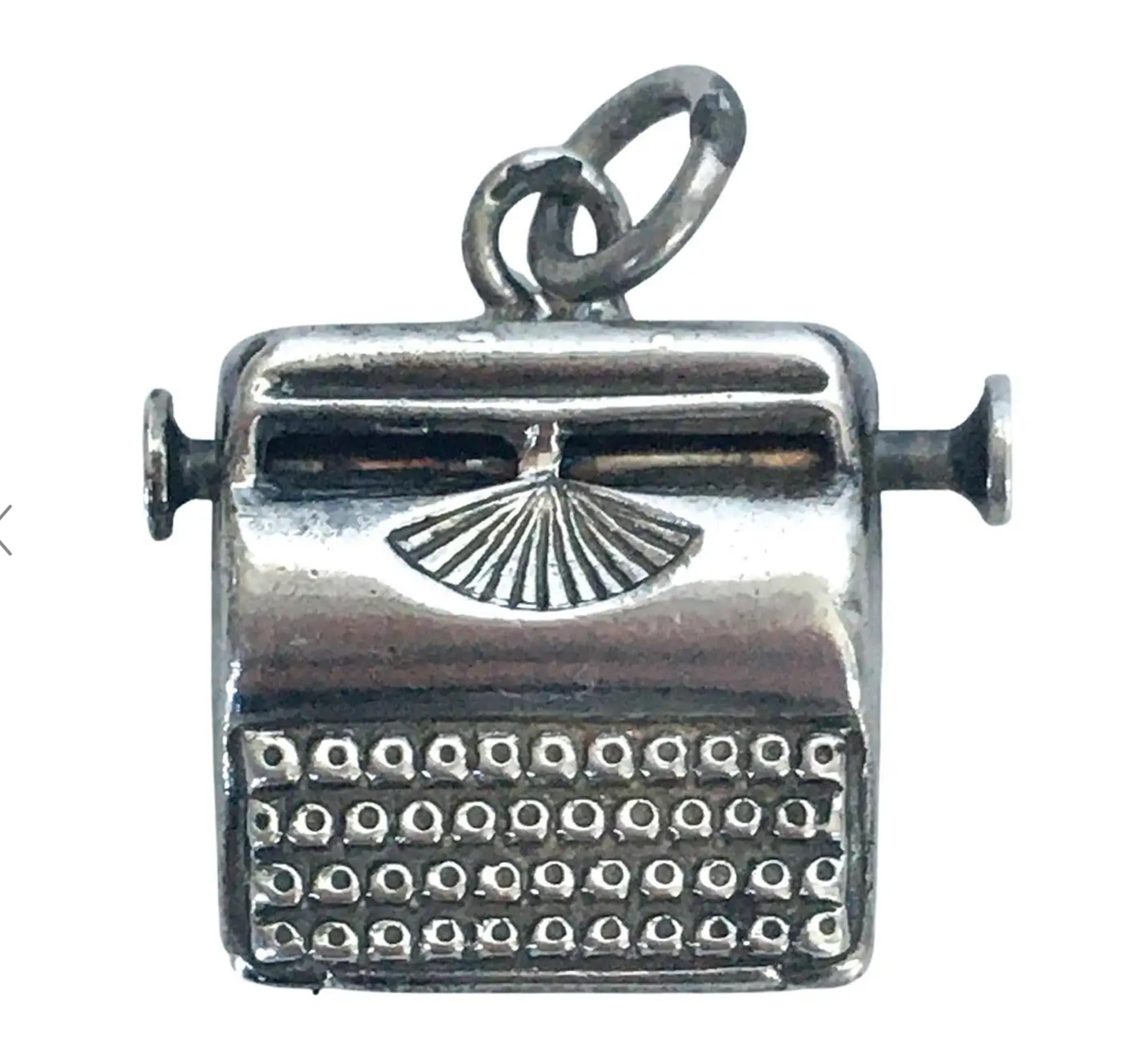Vintage Silver Heart and Typewriter Charm Pendants 3