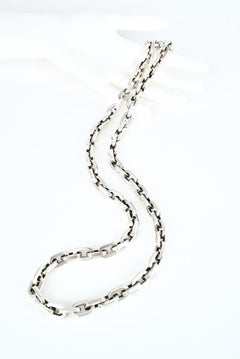Vintage Sterling Silver Heavy Link Chain Necklace 207grms, 1970s