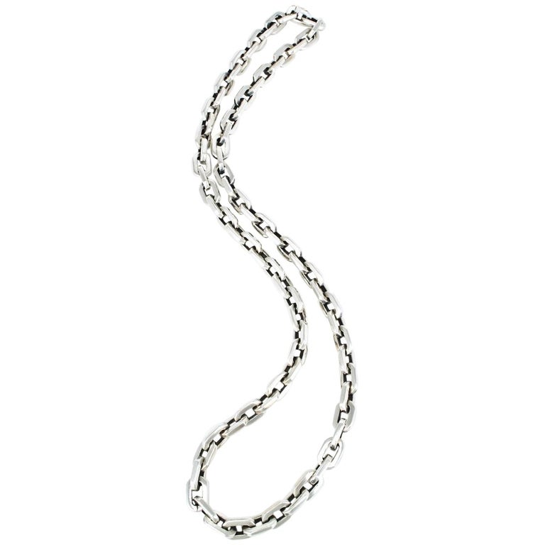 Vintage Sterling Silver Heavy Link Chain Necklace 207grms, 1970s For