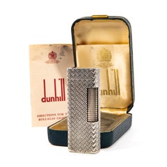 Vintage Sterling Silver Jacket Dunhill Rollagas Lighter in Box 1969