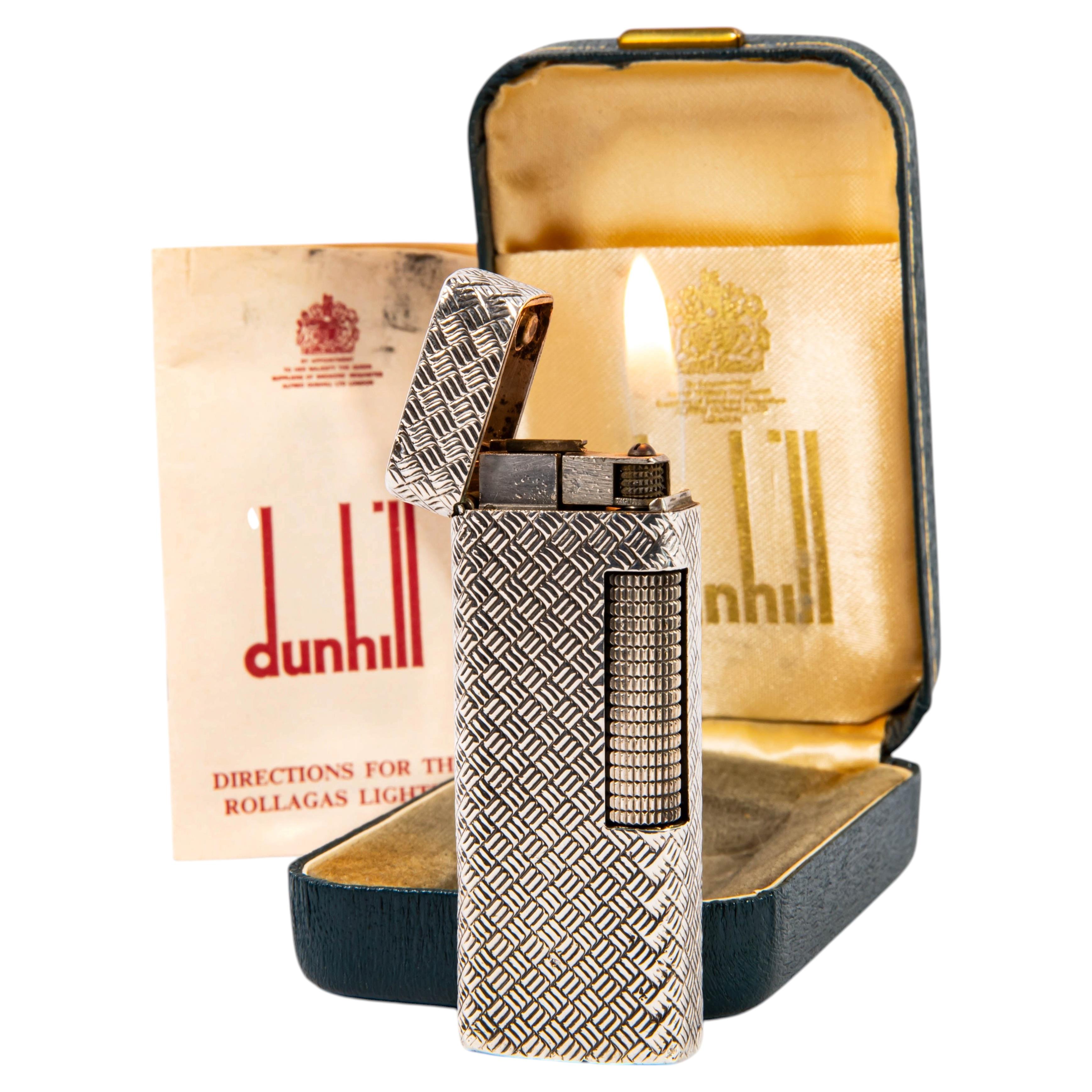 Vintage Sterling Silver Jacket Dunhill Rollagas Lighter in Box 1969