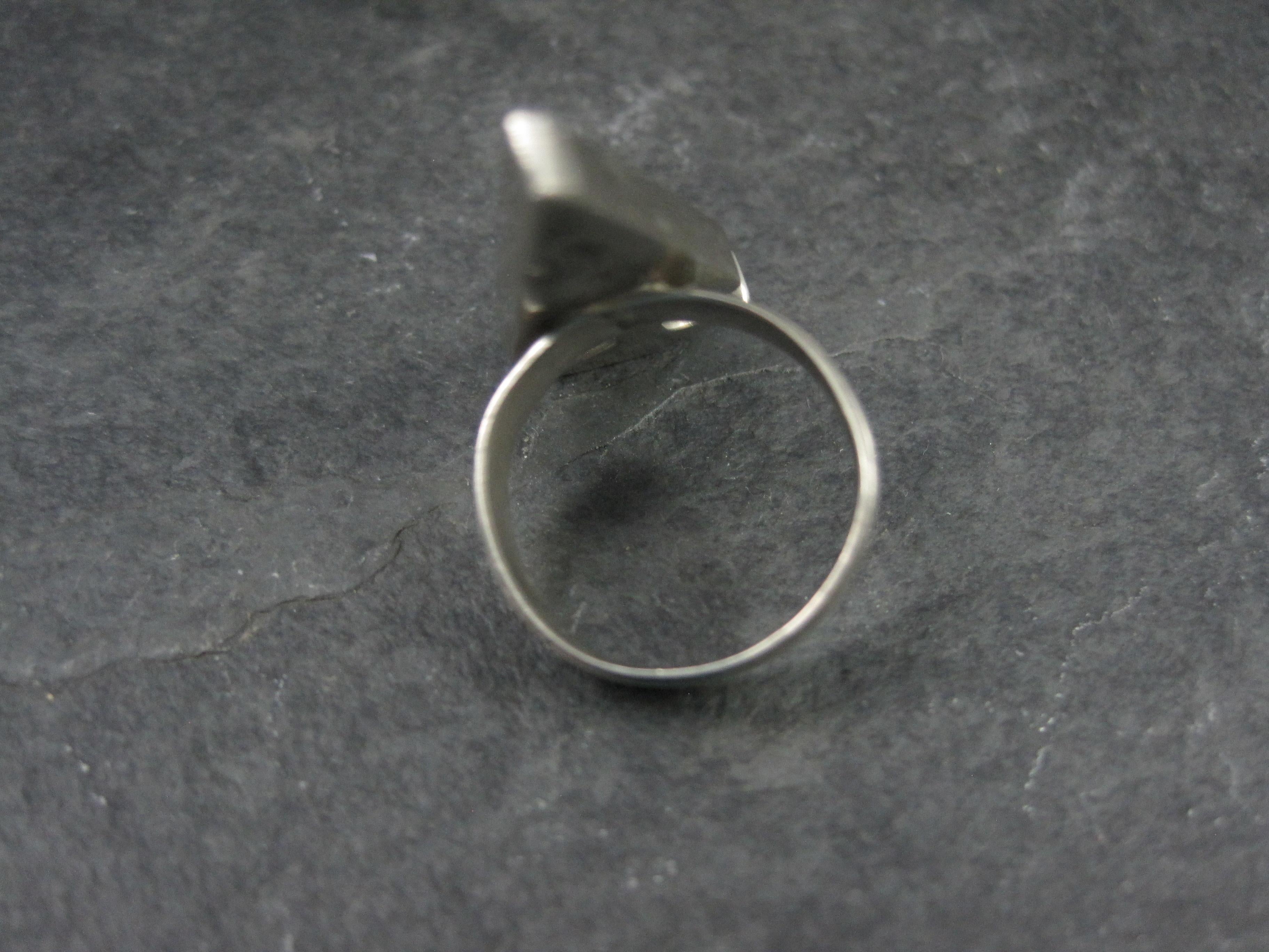 Vintage Sterling Silver Jet and Turquoise Inlay Arrowhead Ring Size 6 Signed For Sale 1