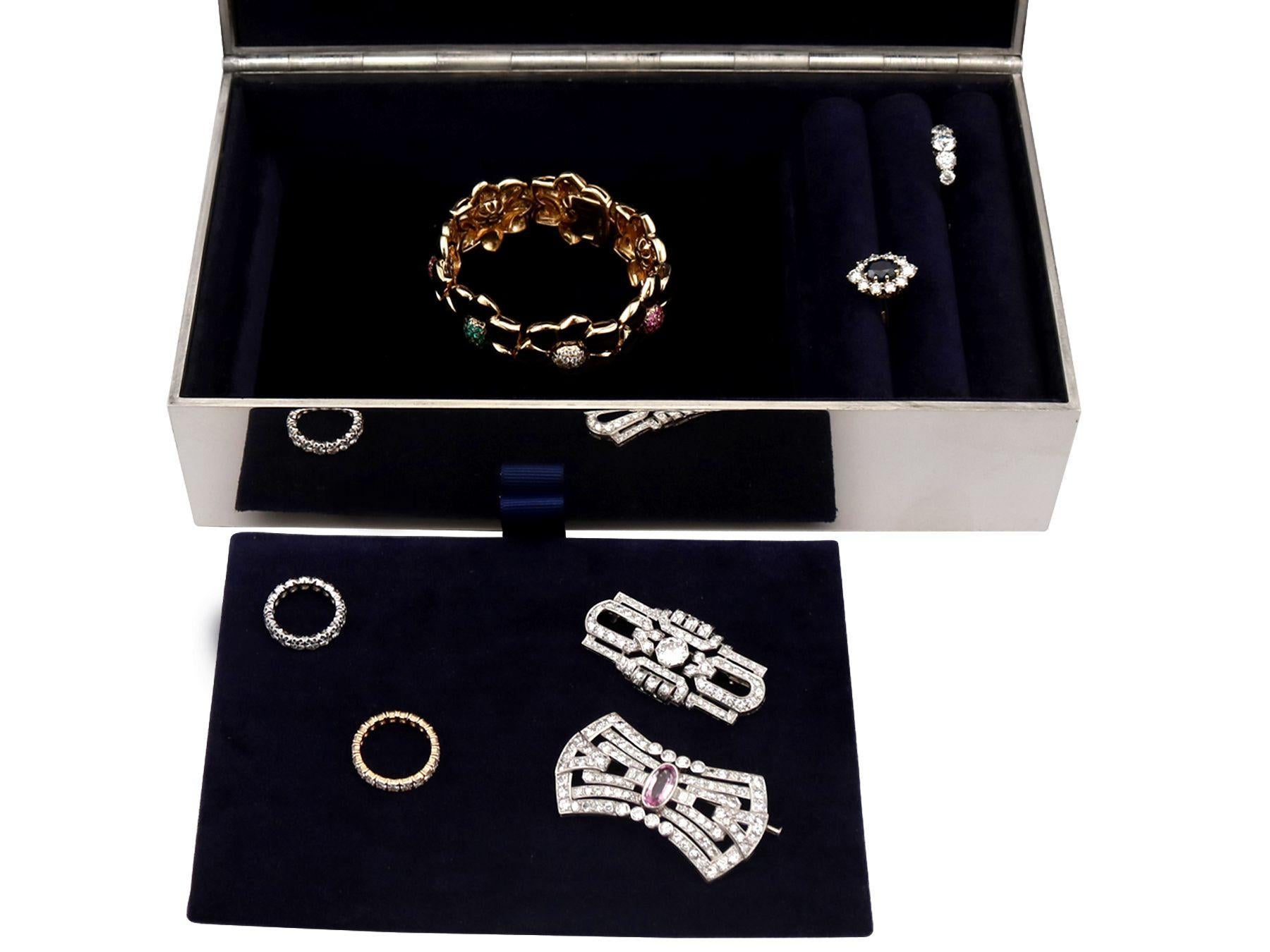 Boîte à bijoux vintage en argent sterling de 1993 en vente 2