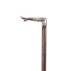 Vintage Sterling Silver Leg Cane