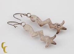 Vintage Sterling Silver Lightning Bolt Dangle Earrings