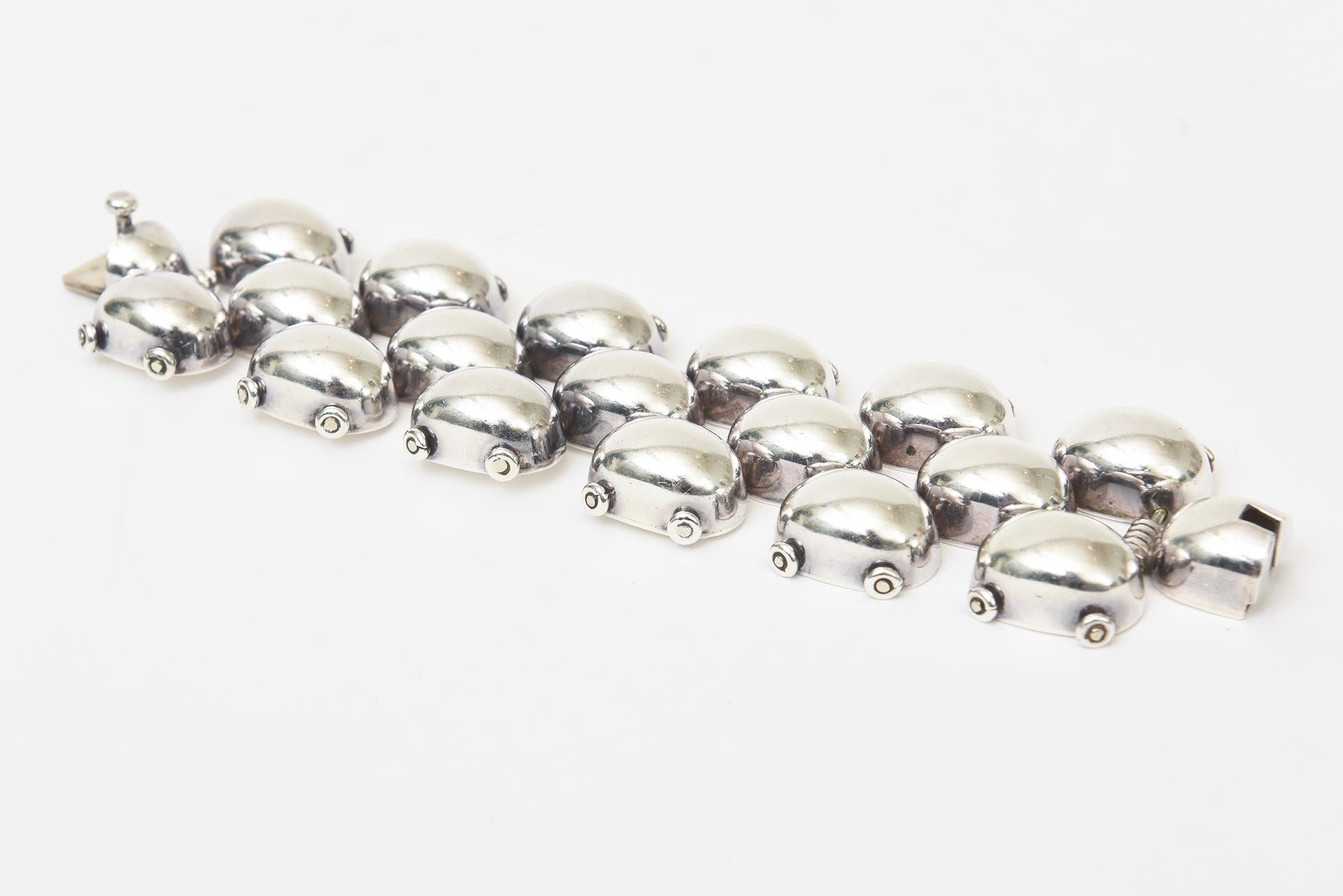 Vintage Sterling Silver Linked Ball Cuff Bracelet Hallmarked For Sale 6