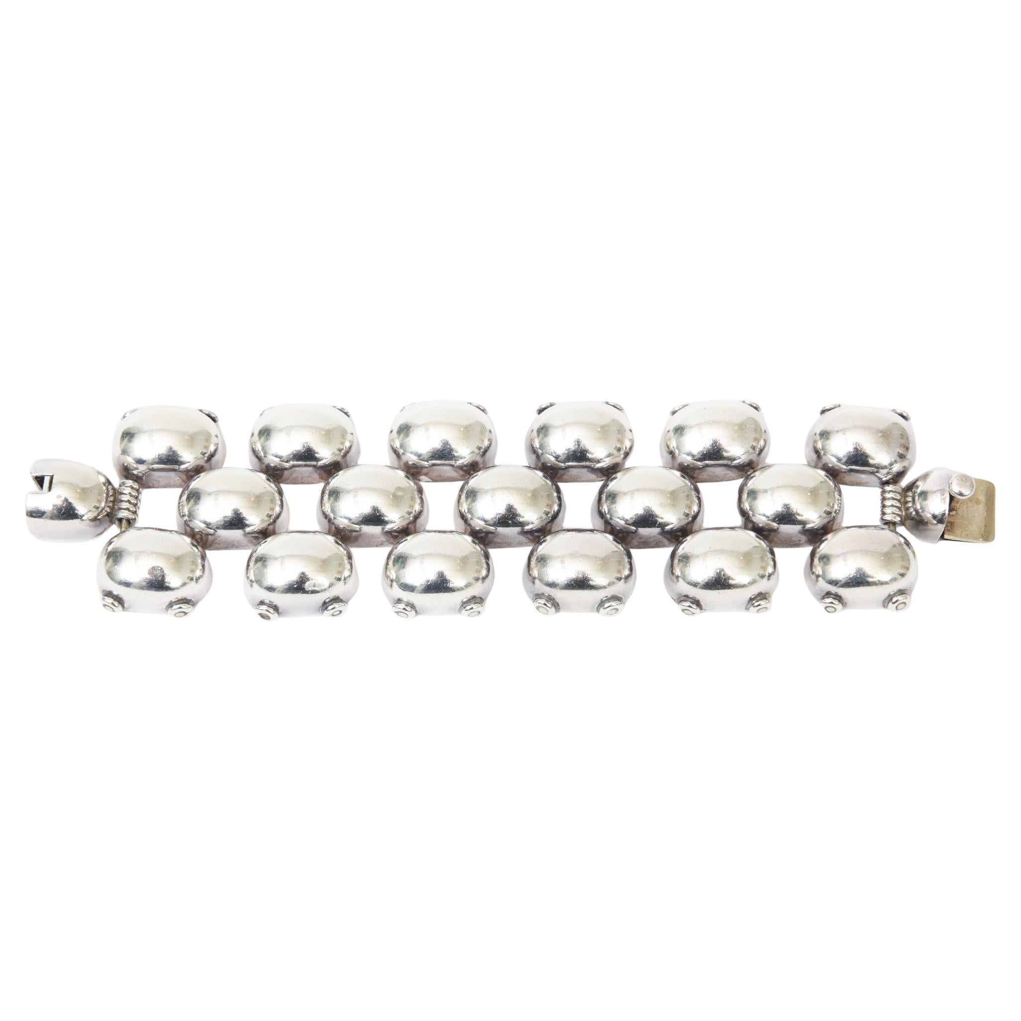 Bracciale a sfere collegate in argento Sterling Vintage con marchio di fabbrica
