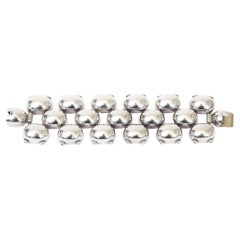 Vintage Sterling Silver Linked Ball Cuff Bracelet Hallmarked