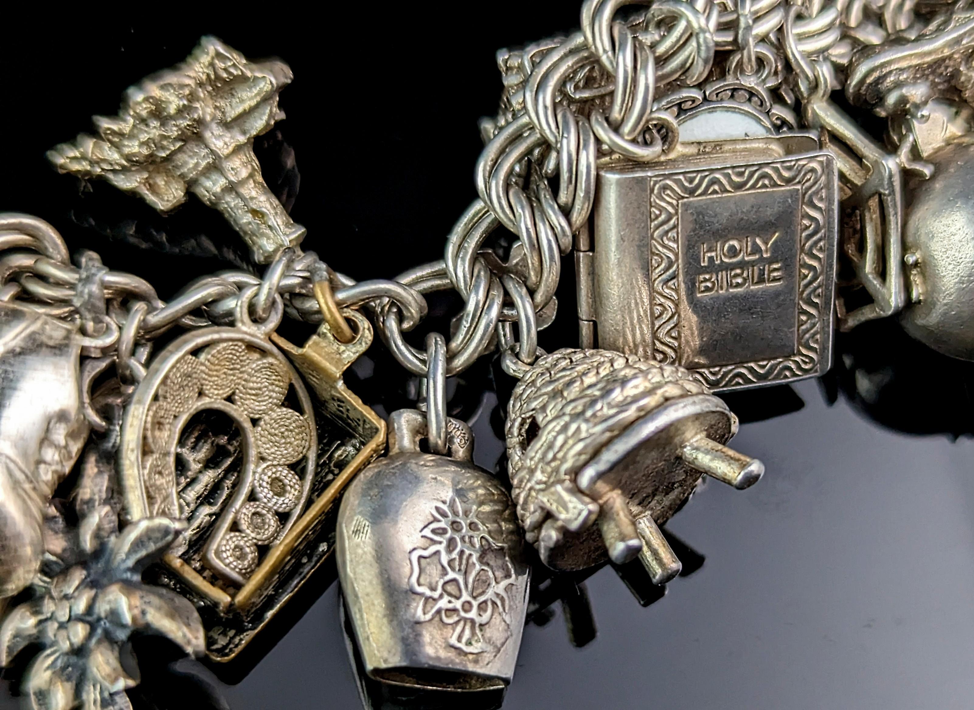 heavy sterling silver charm bracelet