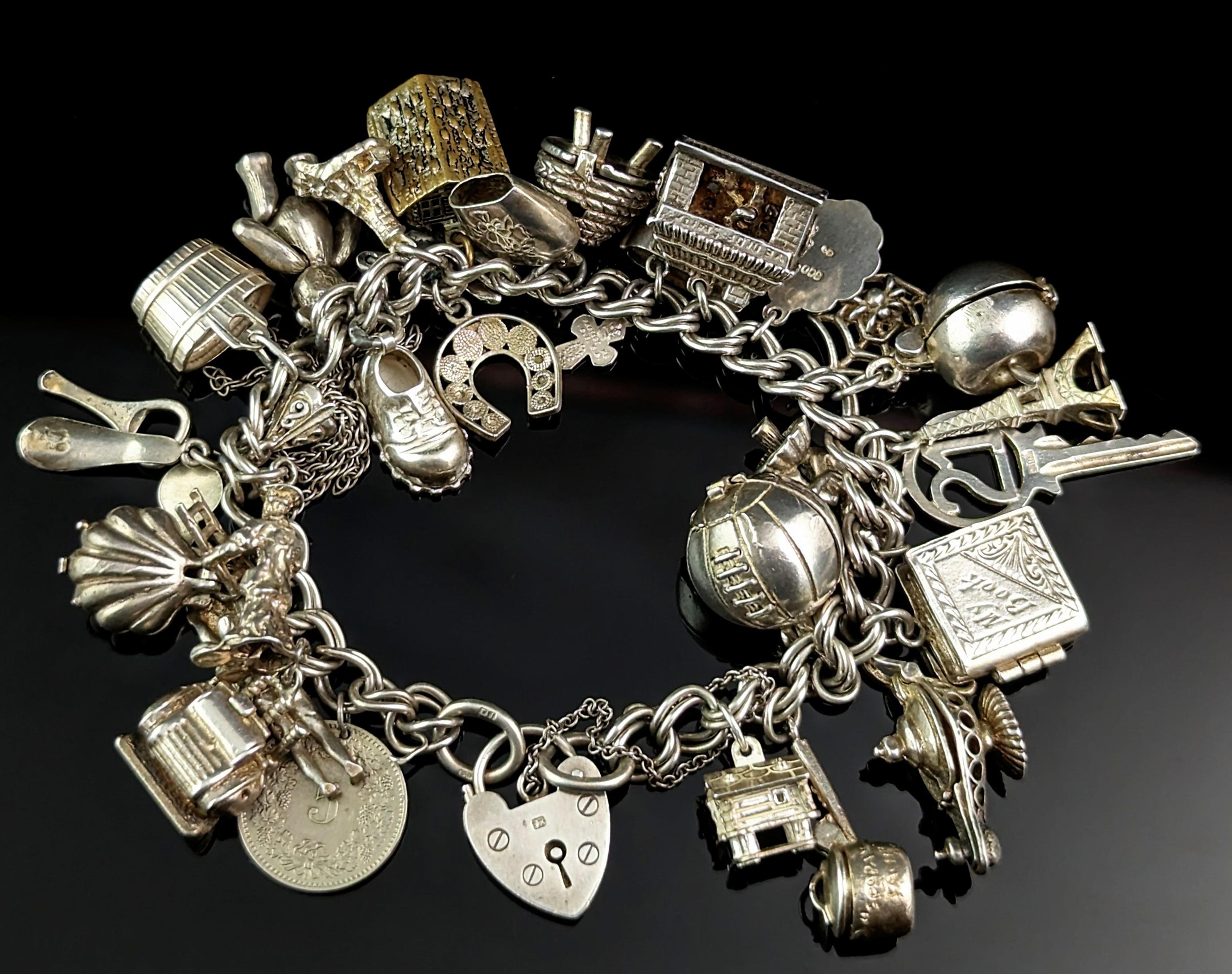 heavy sterling silver charm bracelet