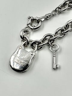 Vintage Sterling Silver Lock and Key Charm Bracelet, Brooks Brothers, New York