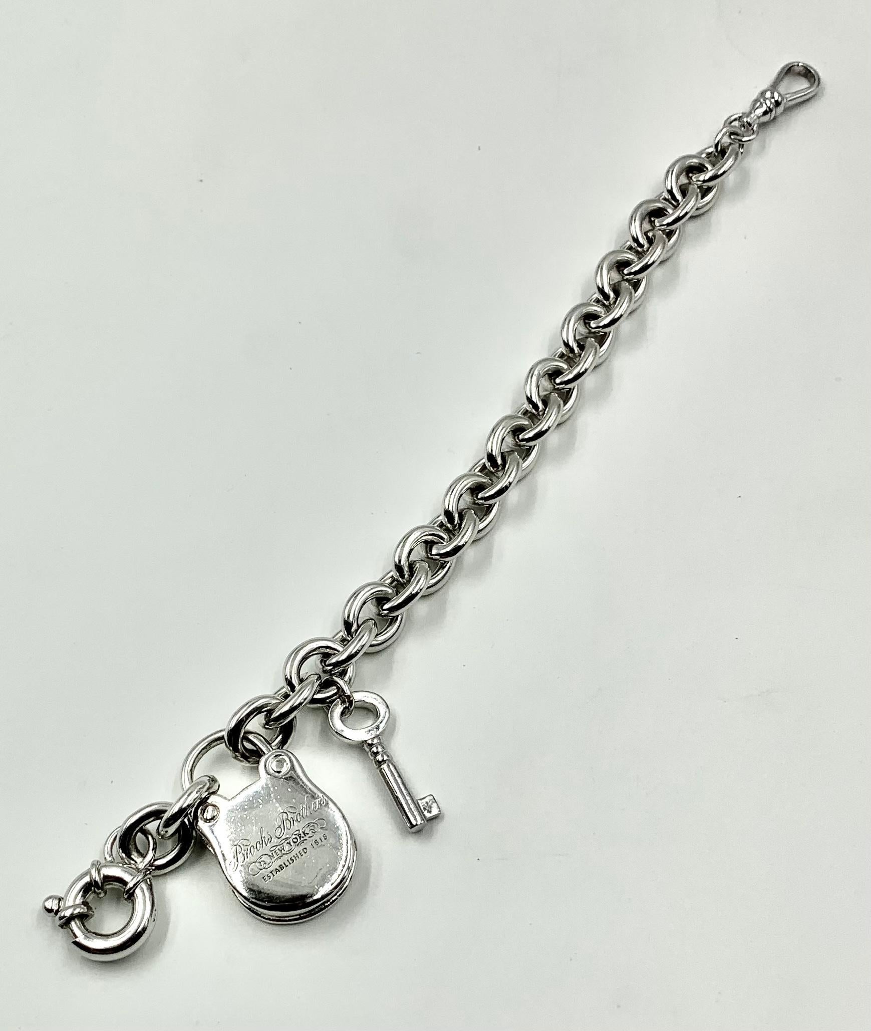 Vintage Sterlingsilber Schloss und Schlüssel Charm-Armband, Brooks Brothers, New York 2
