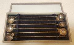 Vintage Sterling Silber Long Bamboo Design Löffel mit orientalischen asiatischen Design