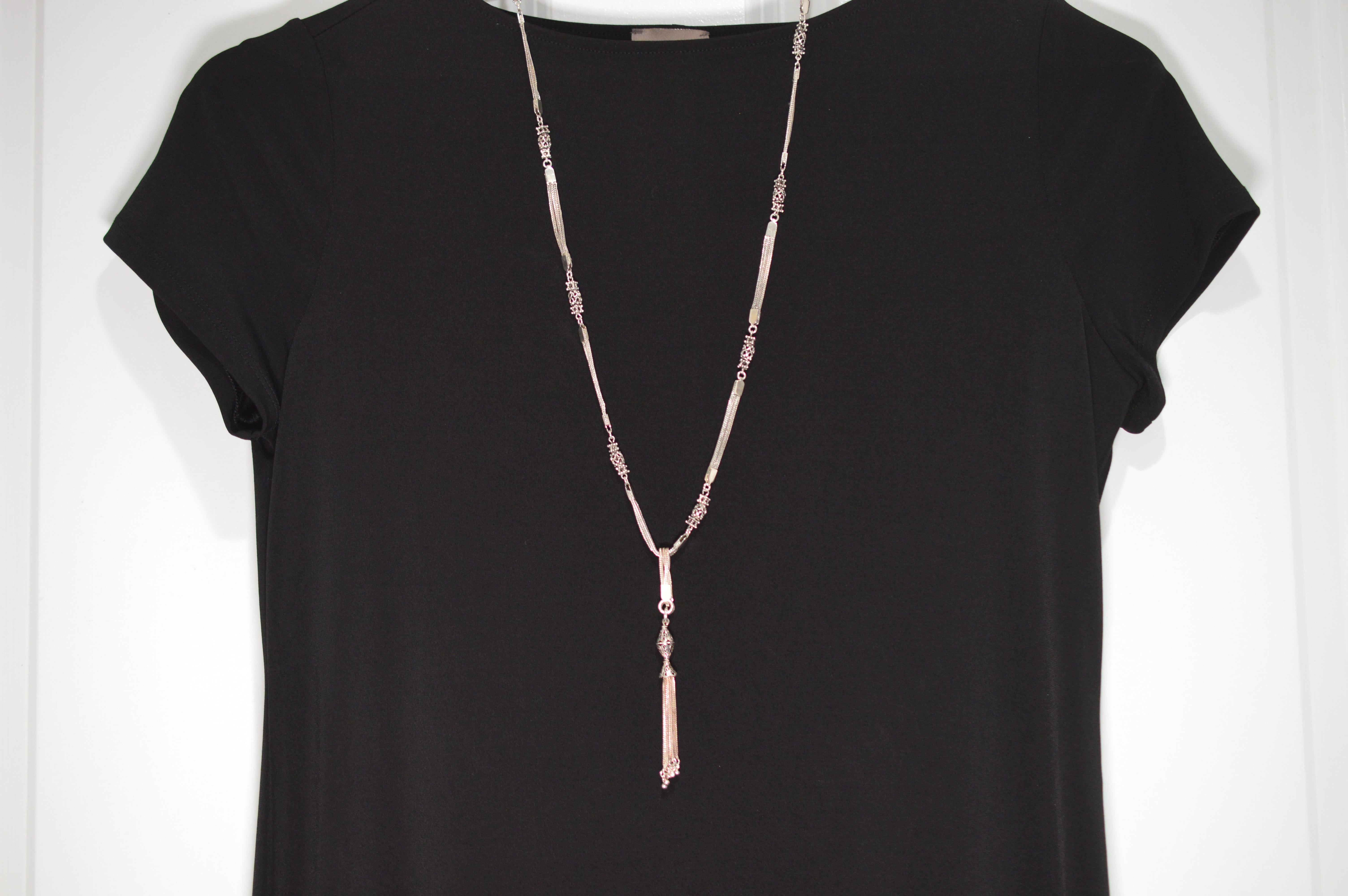 Vintage Sterling Silver Long Chain with Removable Tassel For Sale 5