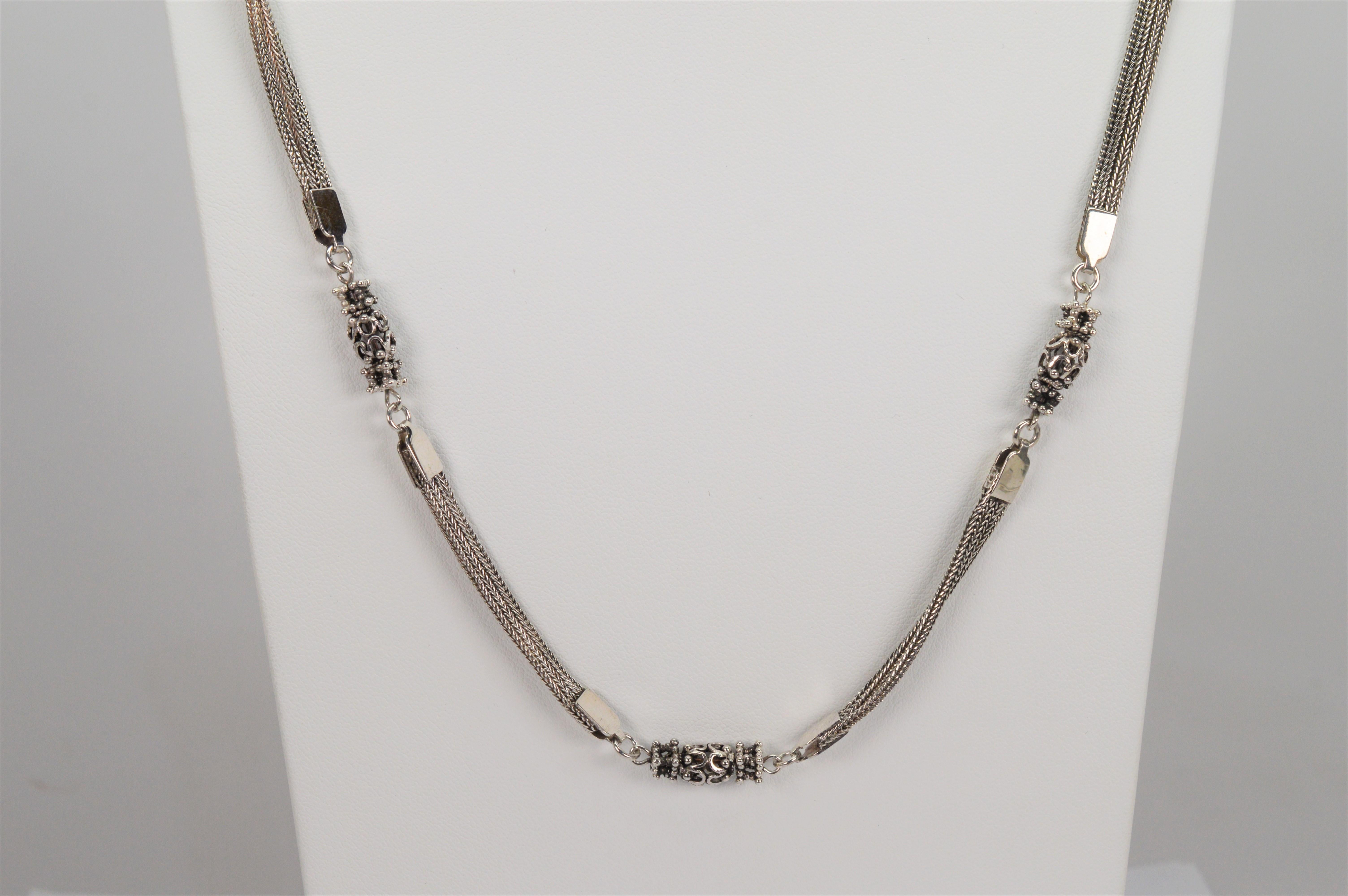 Vintage Sterling Silver Long Chain with Removable Tassel For Sale 2