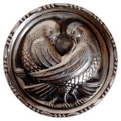 Vintage Sterling Silver Love Birds Brooch c1930