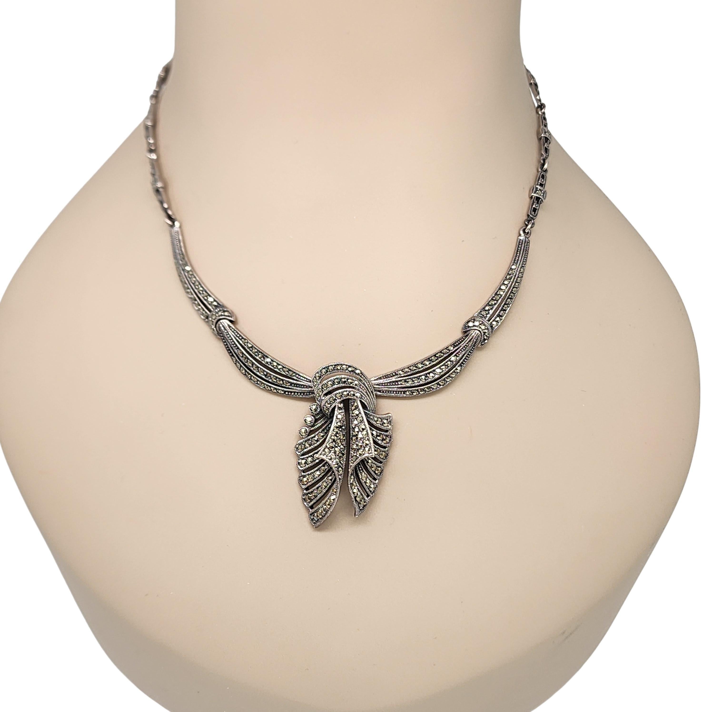 Vintage Sterling Silver Marcasite Necklace #16999 For Sale 5