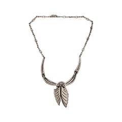 Vintage Sterling Silver Marcasite Necklace #16999