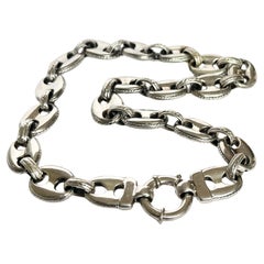 Vintage Sterling Silver Mariner Link Necklace