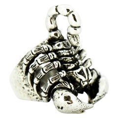 Vintage Sterling Silver Men's Ring in the Shape of a Scorpion, circa 1970s