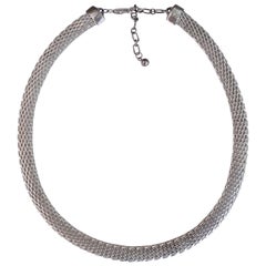 Vintage Sterling Silver Mesh Choker Necklace