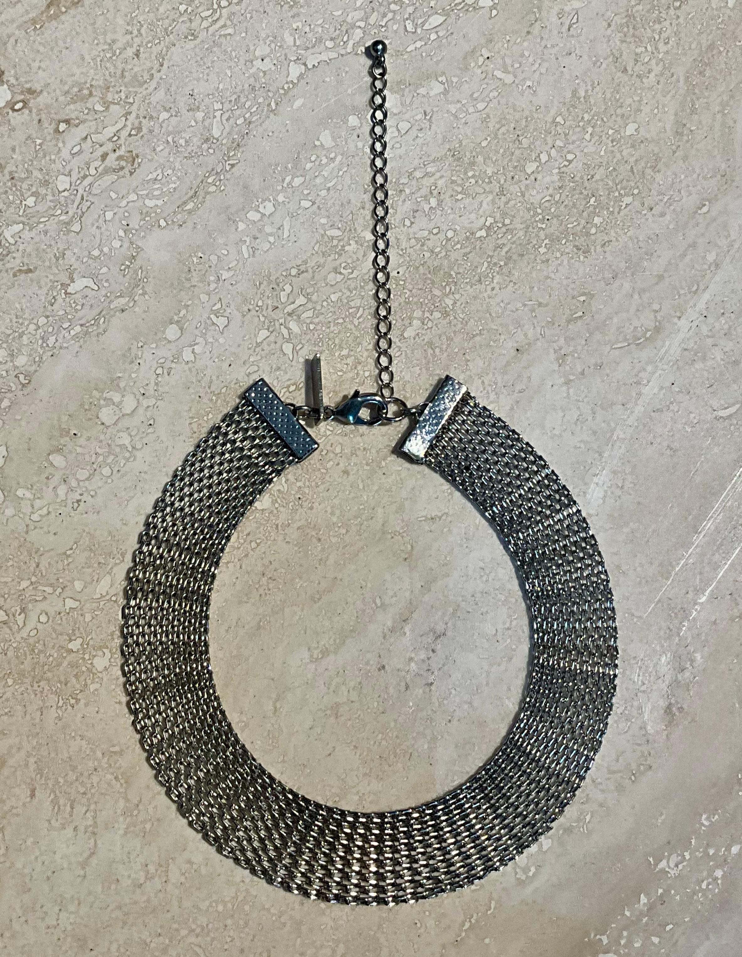 Vintage Sterling Silver Mesh Necklace 1