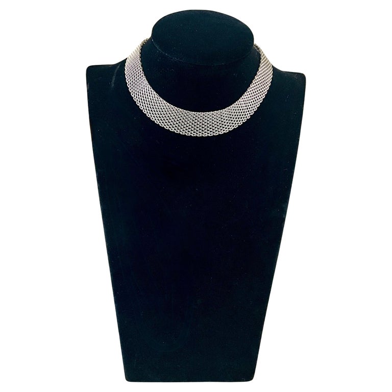 Vintage Sterling Silver Mesh Necklace at 1stDibs