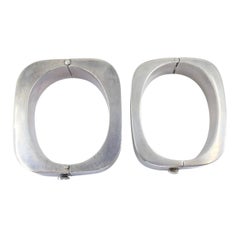 Bracciale a cerniera geometrica d'epoca in argento sterling Messico Coppia di bracciali