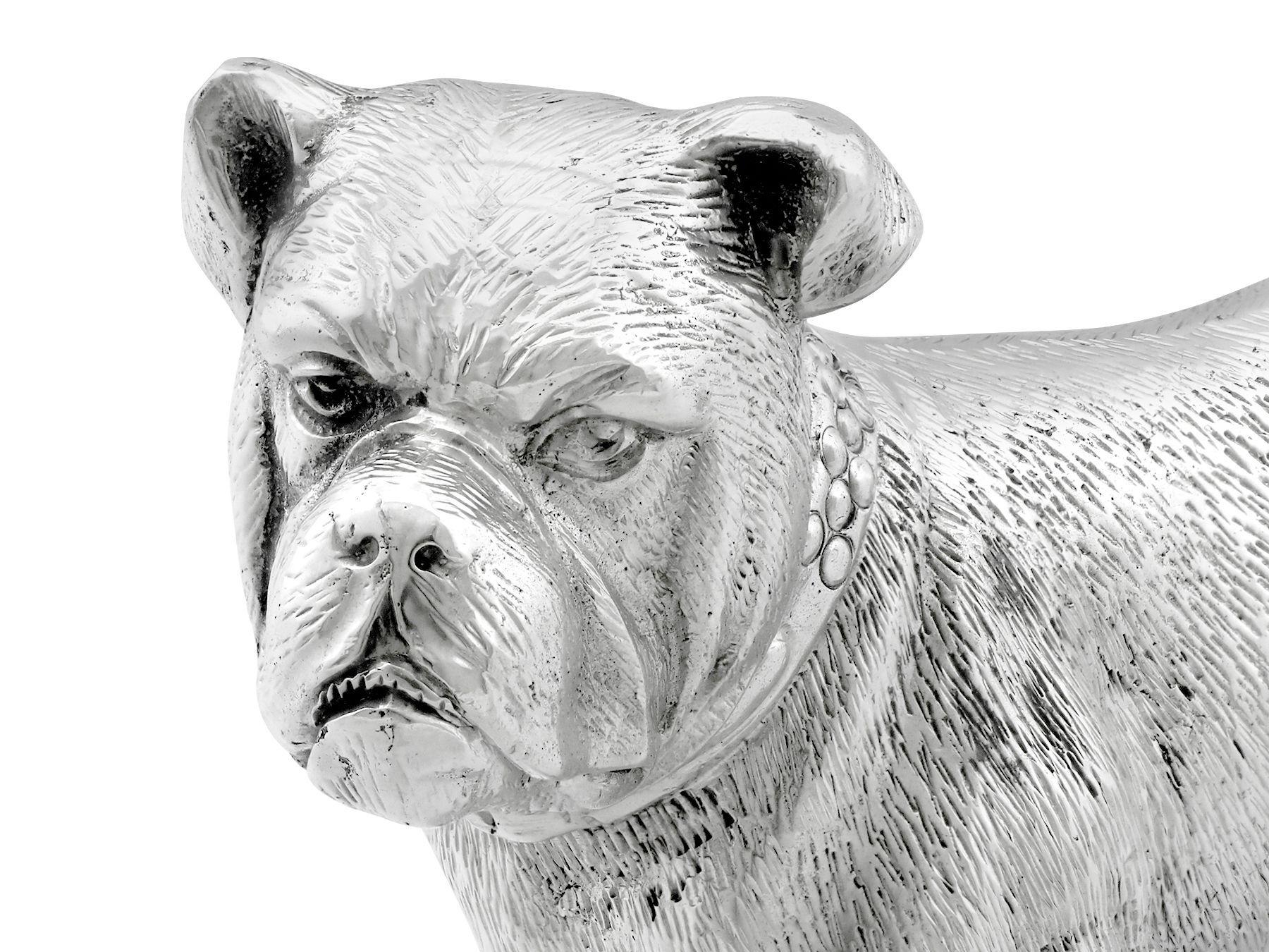 Vintage Sterling Silver Model of a Bulldog For Sale 1