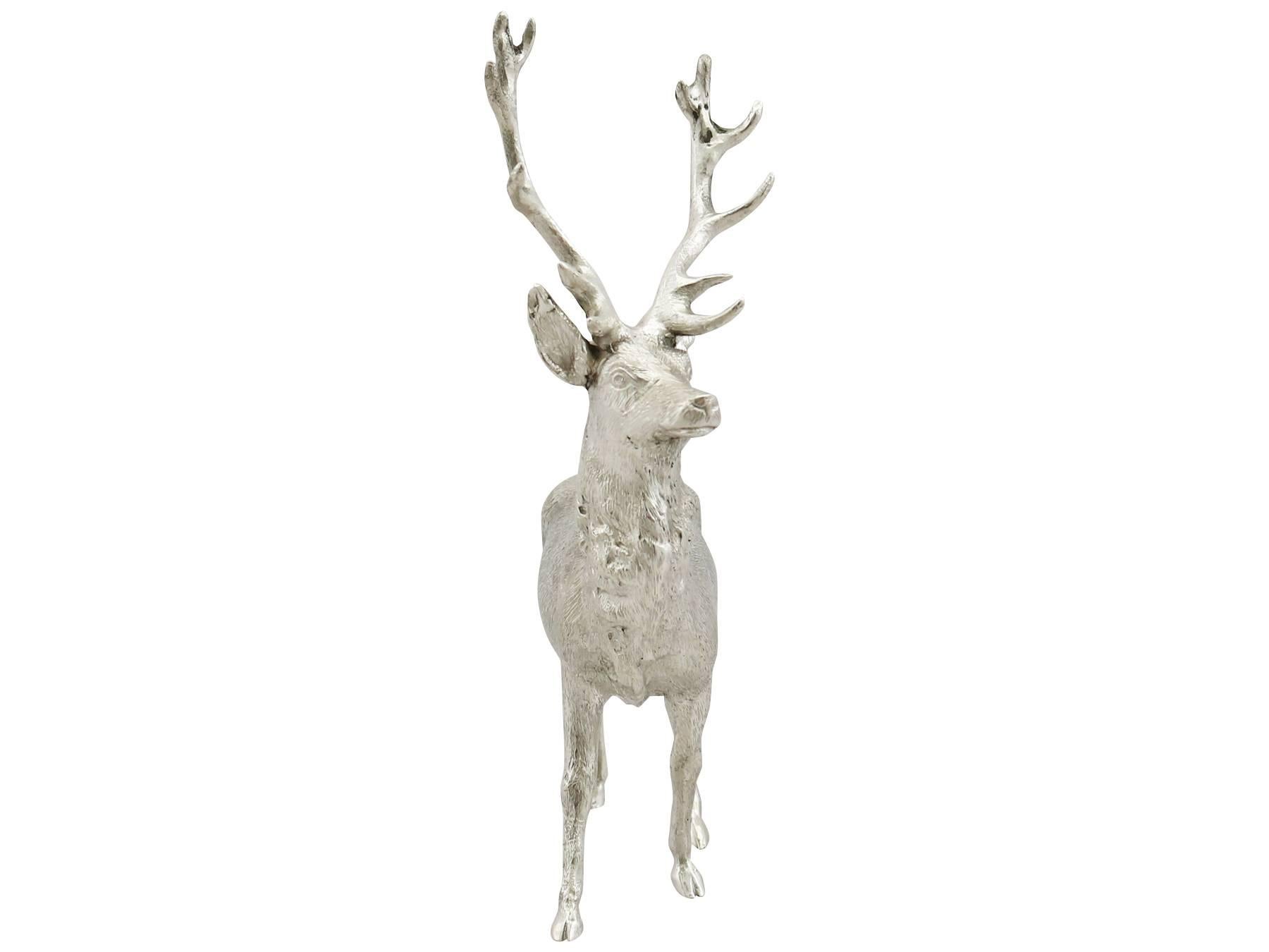 Late 20th Century Vintage Sterling Silver Model of a Stag