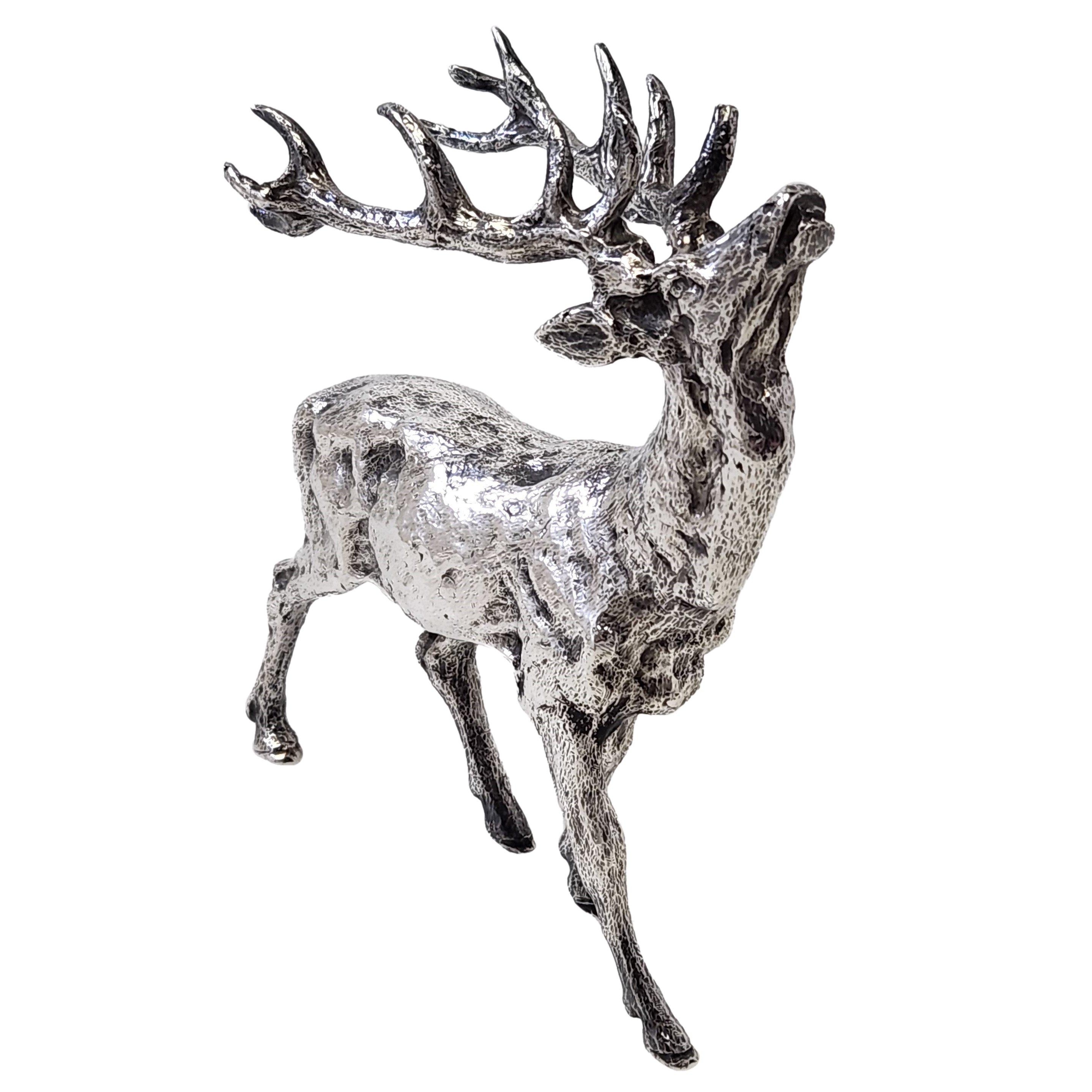 English Vintage Sterling Silver Model Stag Deer Figurine London 1974