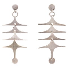 Vintage Sterling Silver Modernist Mobile Chandelier Earrings