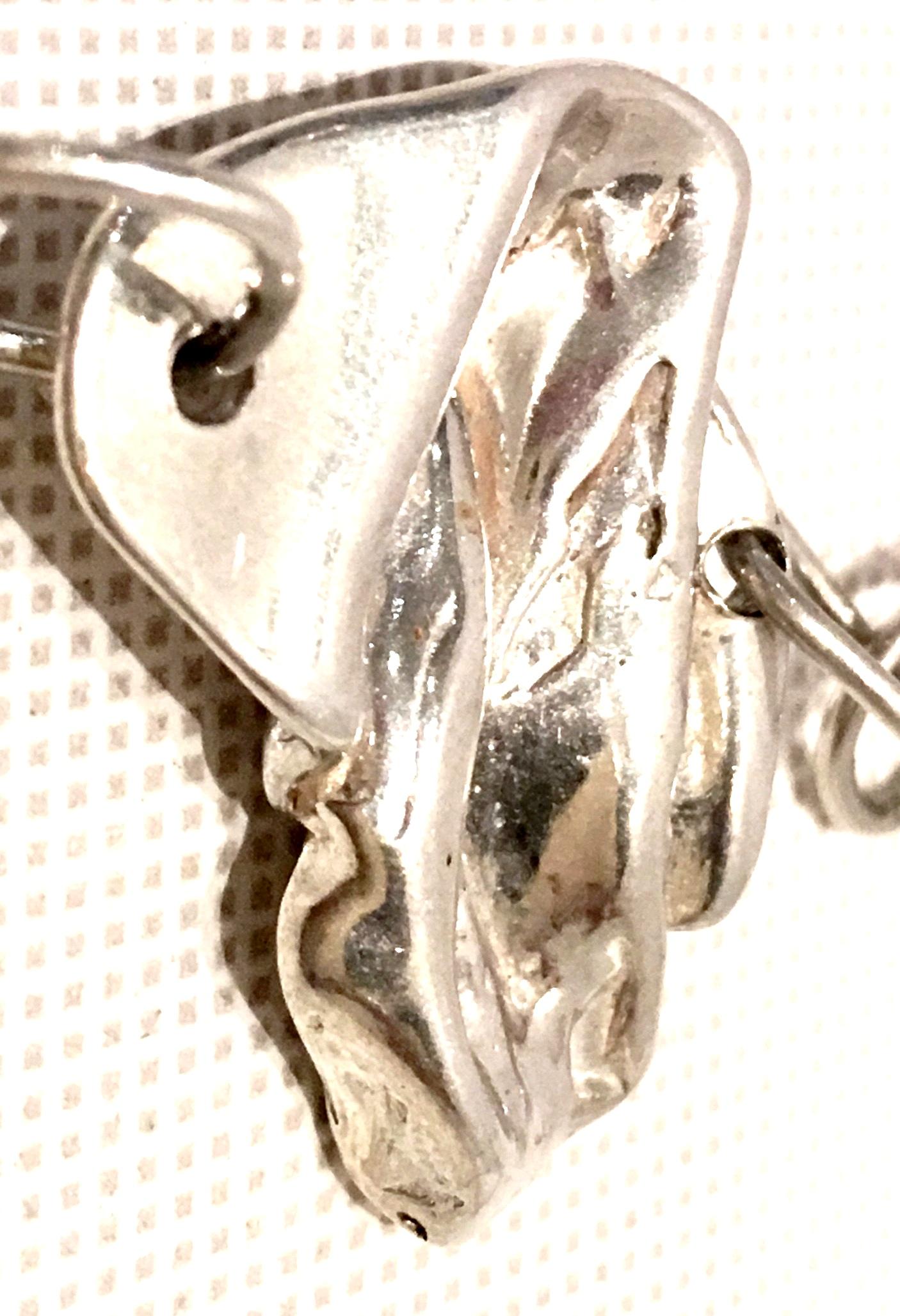Vintage Sterling Silver Modernist Organic Form Chain Link Necklace For Sale 7